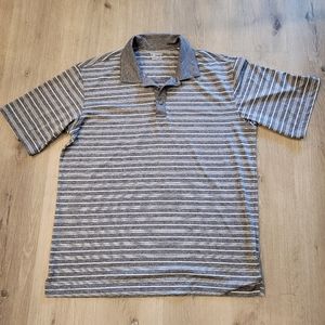 Spyglass By Pebble Beach Grey Striped Polo Shirt - Sz Large